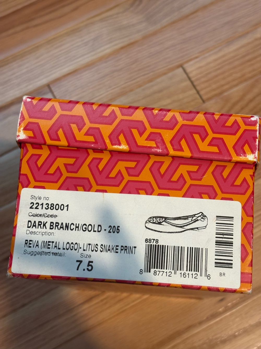 Tory Burch Snake Skin Metallic Gold Reva Ballet Flats - Picture 9 of 9